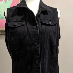 Punk rock DIY black denim vest - Brand new